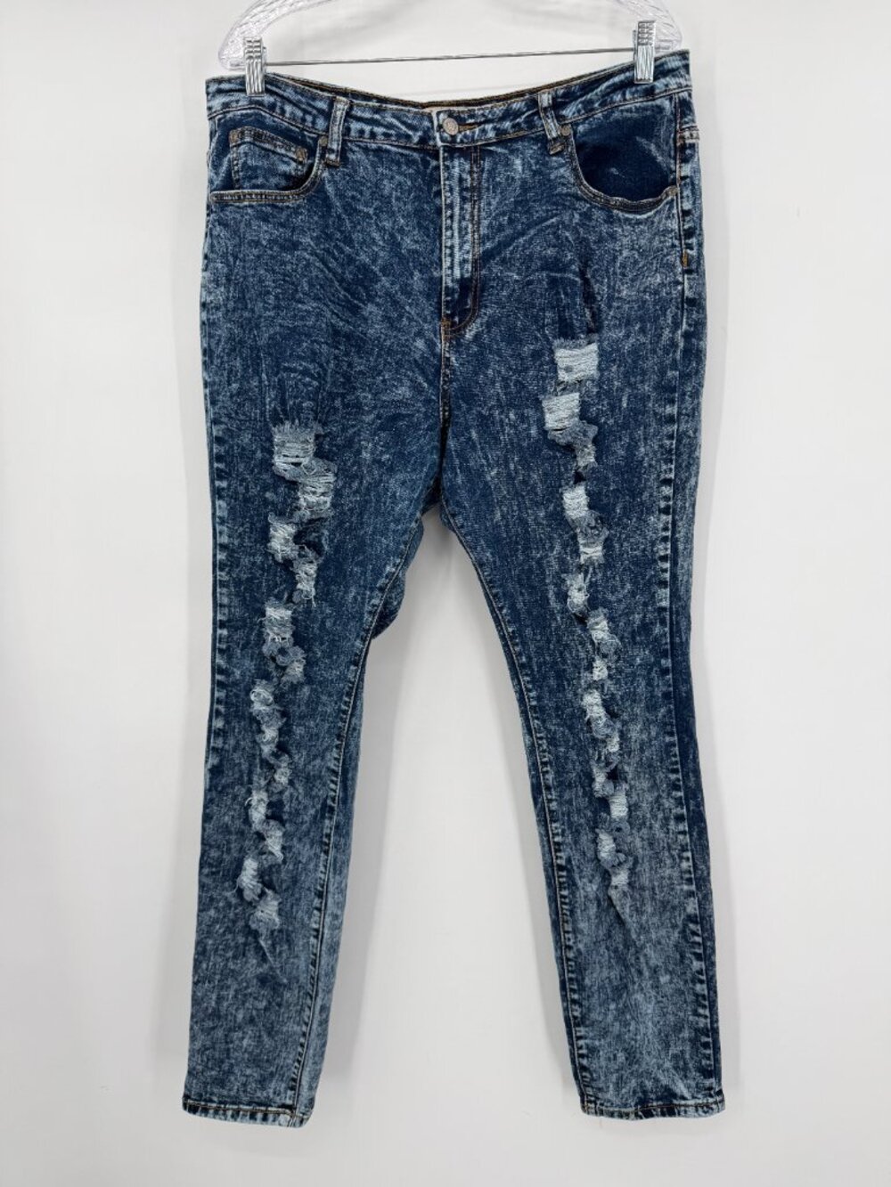 Judy Blue Women’s 3XL Acid Wash Distressed Skinny Jeans Ripped Grunge Denim